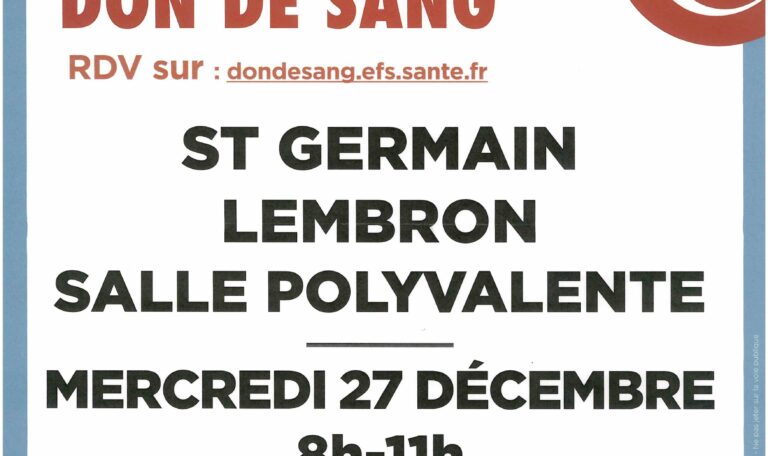DON DU SANG Saint Germain Lembron
